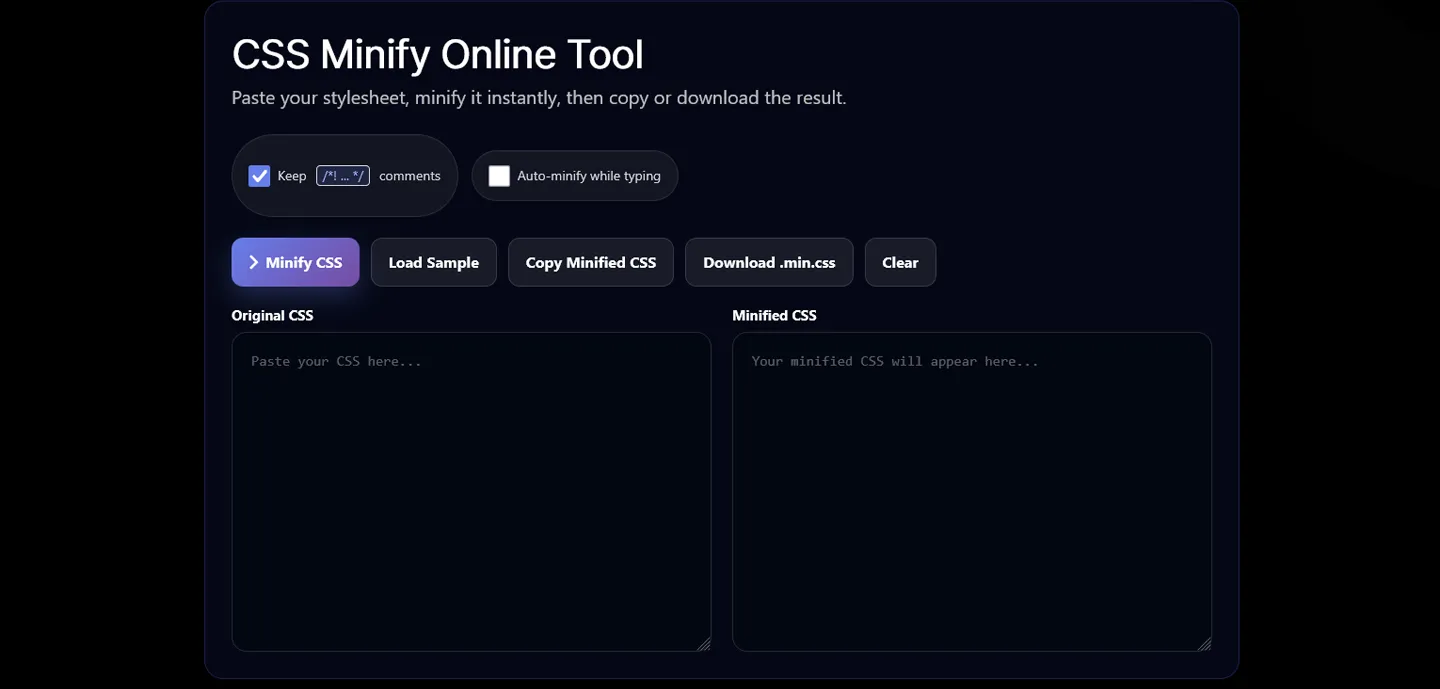 CSS Minify Online